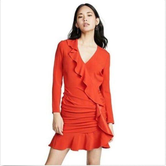 Veronica Beard Odessa Ruffle Poppy Red Dress 8 - Picture 1 of 8